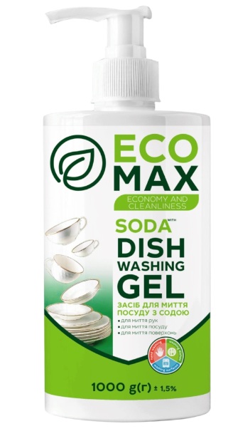 Засіб для миття посуду з содою EcoMax, 1 л